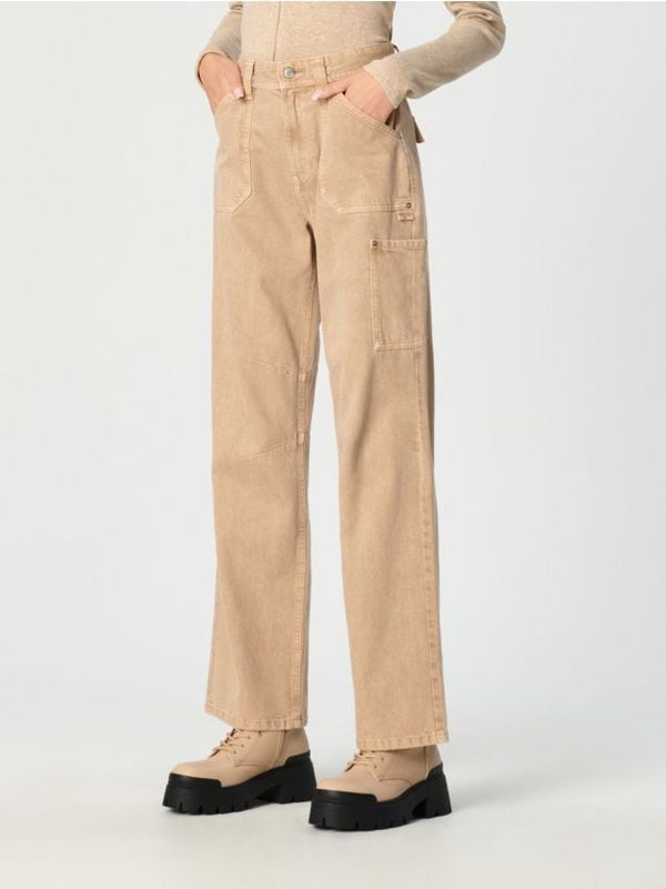 Sinsay Sinsay - Дънки wide leg high waist - дънки в цвят жито