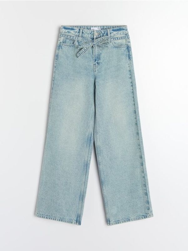 Sinsay Sinsay - Дънки wide leg - тюркоазено