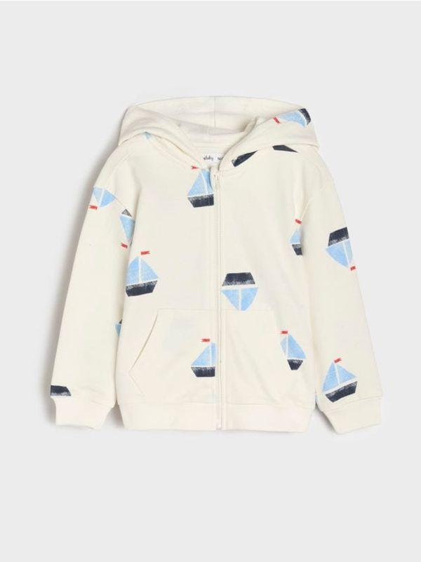 Sinsay Sinsay - Джогинг топ с качулка и цип - кремав