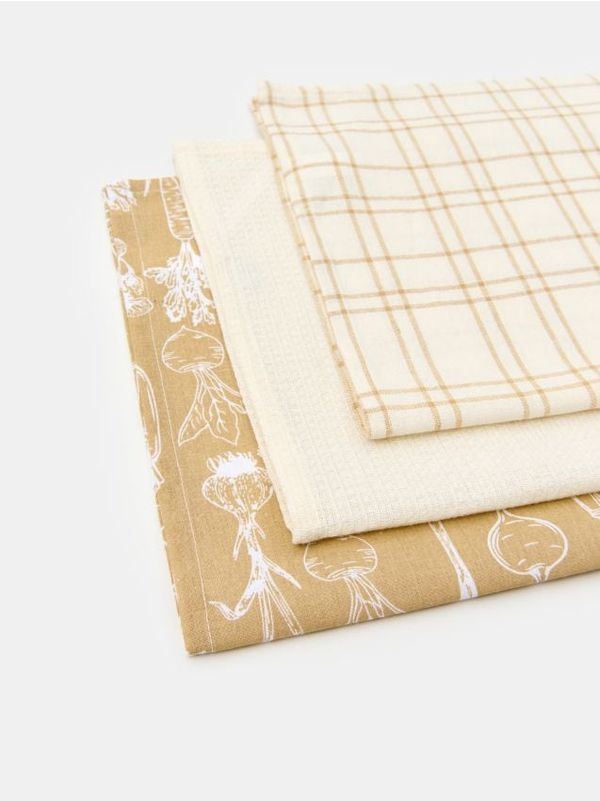 Sinsay Sinsay - Кухненски кърпи, 3 броя - кремав