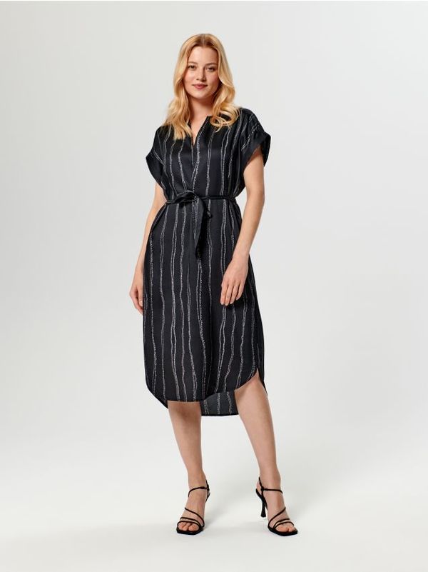 Sinsay Sinsay - Midi рокля с връзващ се колан - черeн