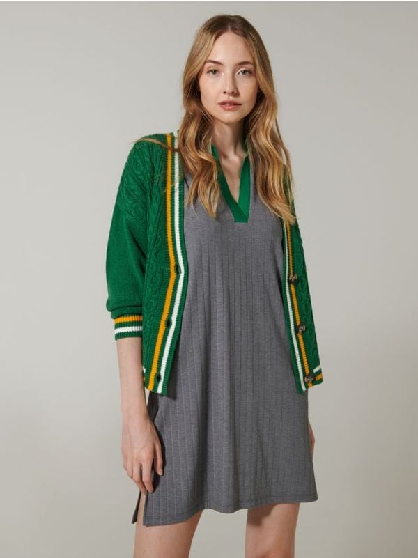 Sinsay Sinsay - Mini рокля с яка - Светло сиво