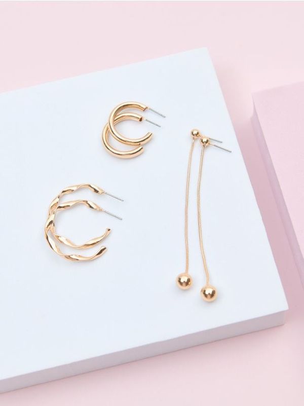 Sinsay Sinsay - Обеци, 3 чифта - златно