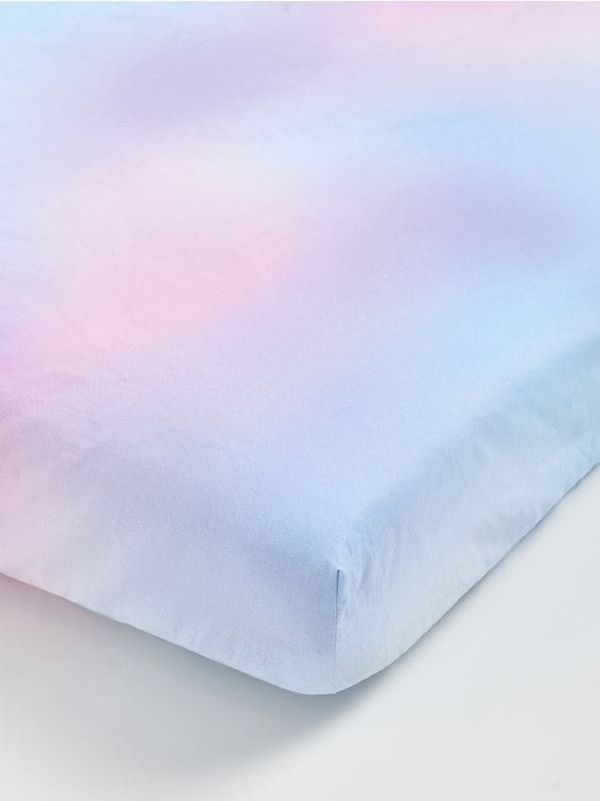 Sinsay Sinsay - Памучен Чаршаф С Ластик 90x200 - бледосиньо