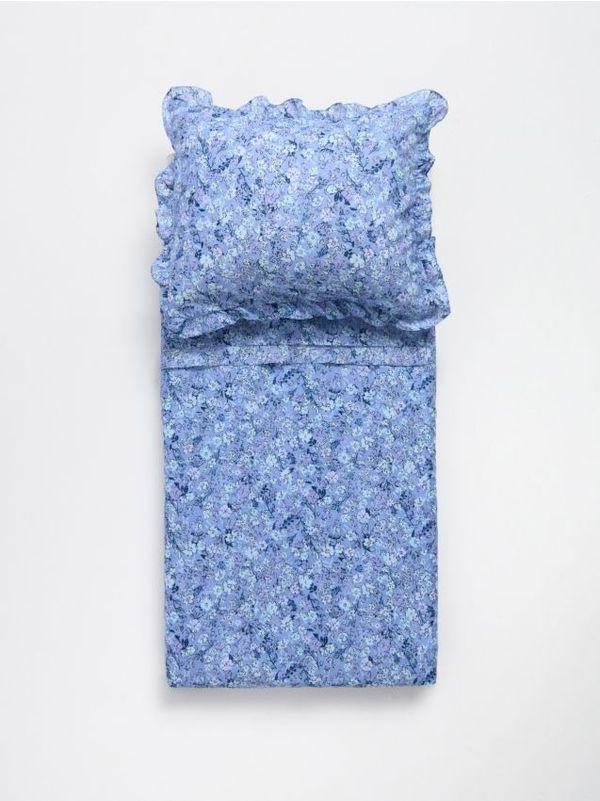 Sinsay Sinsay - Памучен комплект спално бельо 100 cm × 135 cm - индиго