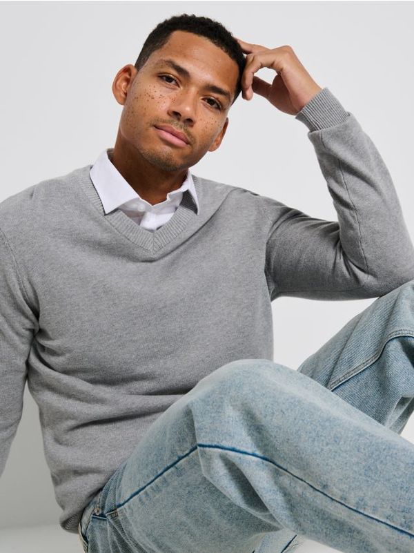 Sinsay Sinsay - Памучен пуловер - Светло сиво