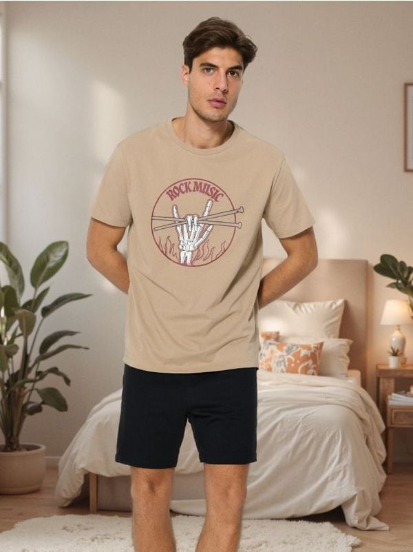 Sinsay Sinsay - Памучна двукомпонентна пижама - бежово