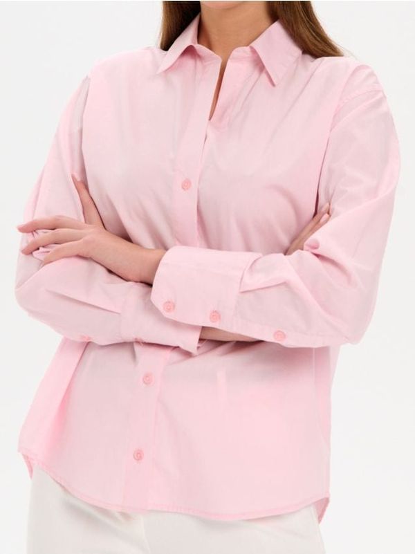 Sinsay Sinsay - Памучна риза regular fit - пастелнорозово