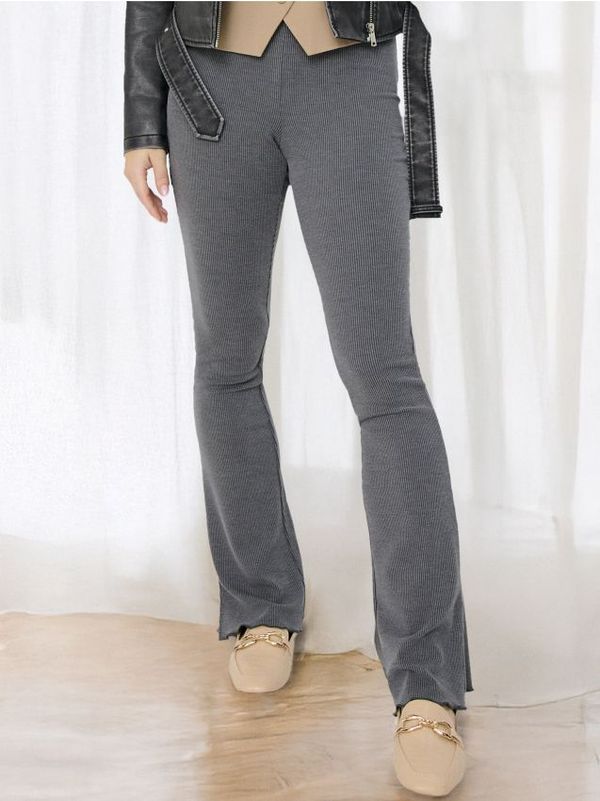 Sinsay Sinsay - Панталон с висока талия и разкроени крачоли - тъмносиво