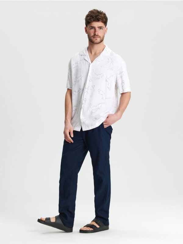 Sinsay Sinsay - Панталон със съдържание на лен - нави