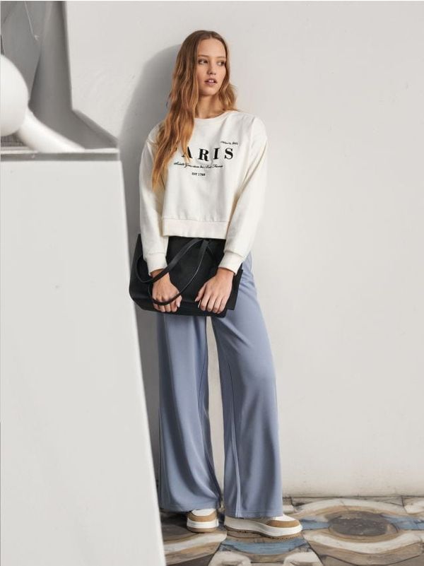 Sinsay Sinsay - Панталон wide leg - хиацинт