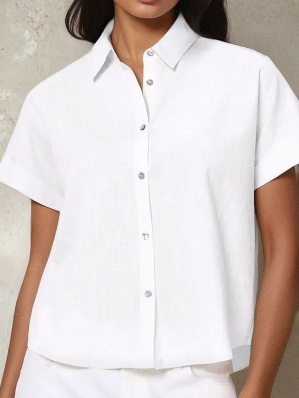 Sinsay Sinsay - Риза с къс ръкав - бял