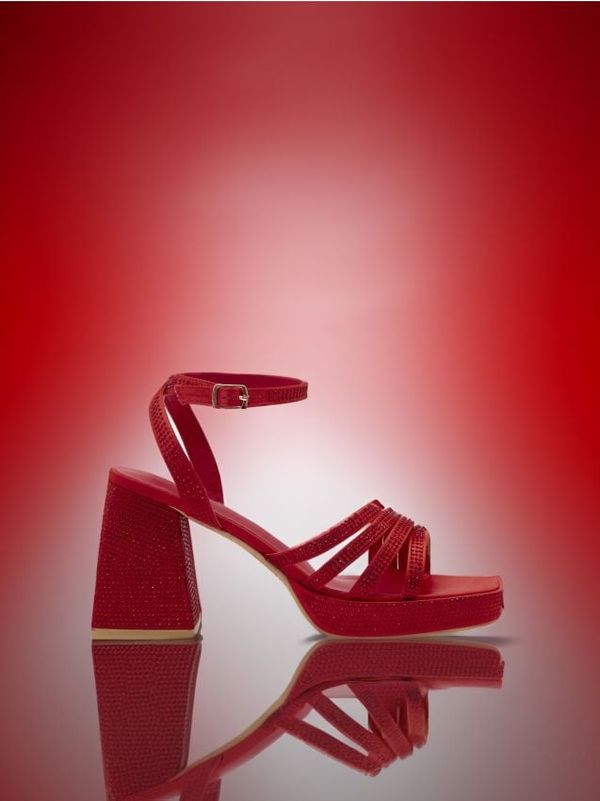 Sinsay Sinsay - Сандали с квадратен ток - червeн