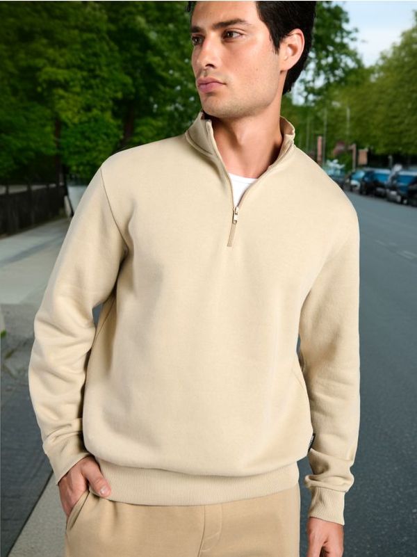 Sinsay Sinsay - Суитшърт полуполо - бежово