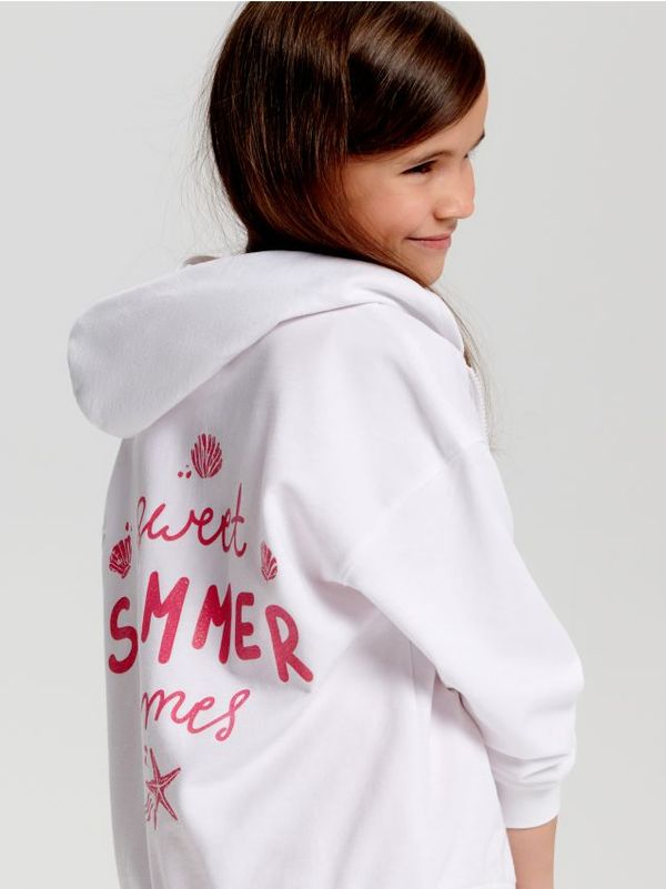 Sinsay Sinsay - Суитшърт с цип - бял