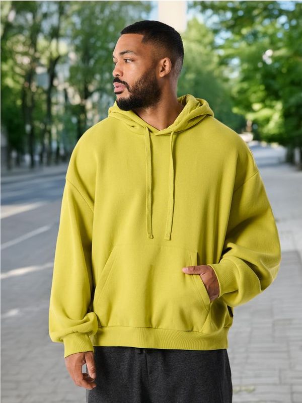 Sinsay Sinsay - Суитшърт с качулка - жълтозелено