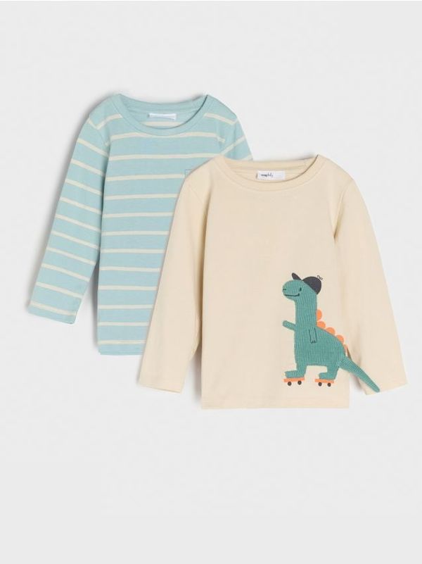 Sinsay Sinsay - Тениска с дълъг ръкав 2 pack - кремав