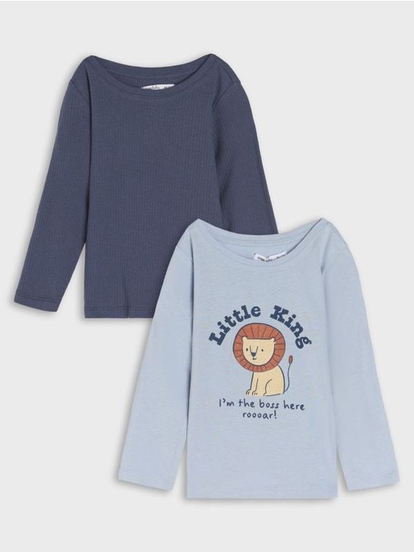 Sinsay Sinsay - Тениска с дълъг ръкав 2 pack - светлосиньо