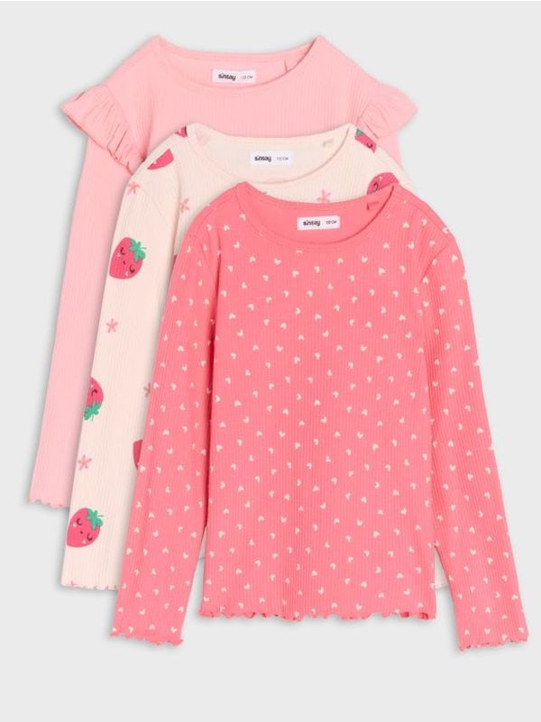 Sinsay Sinsay - Тениска с дълъг ръкав 3 pack - многоцветен