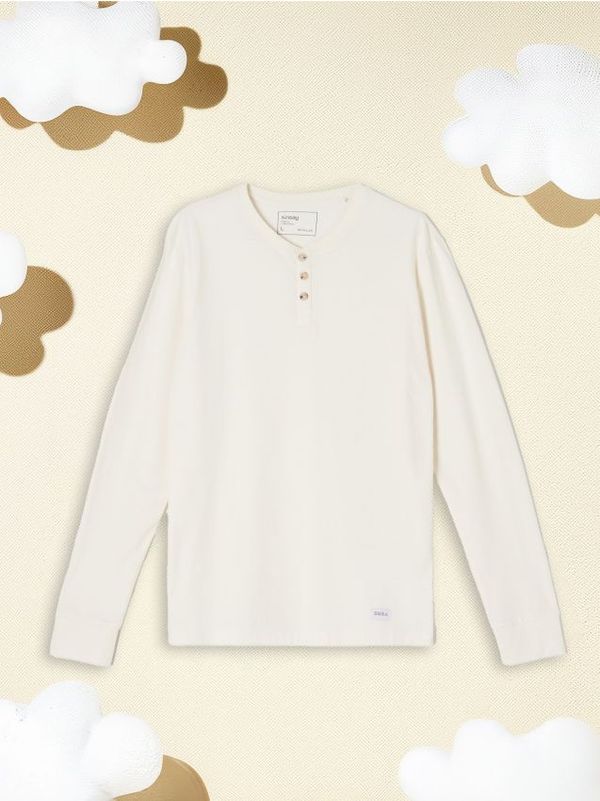 Sinsay Sinsay - Тениска с дълъг ръкав - кремав