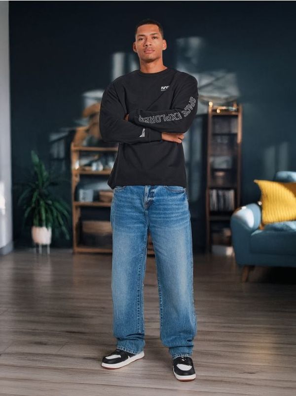 Sinsay Sinsay - Тениска с дълъг ръкав NASA - черeн