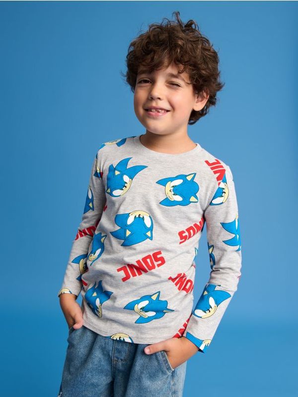 Sinsay Sinsay - Тениска с дълъг ръкав Sonic - Светло сиво