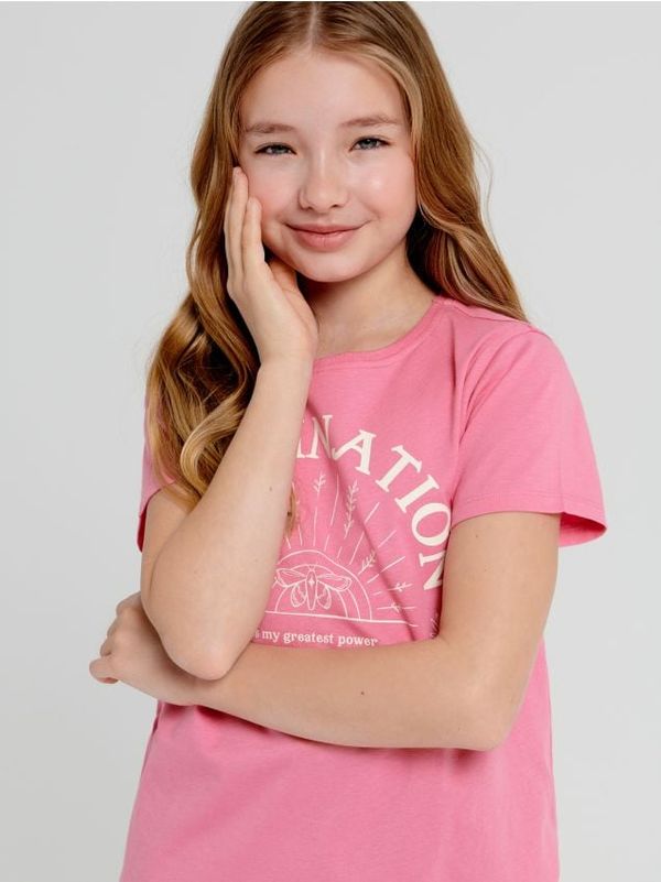 Sinsay Sinsay - Тениска с принт - аврора розово