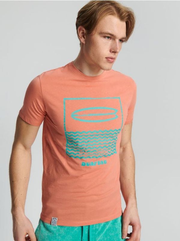 Sinsay Sinsay - Тениска с принт - сьомга