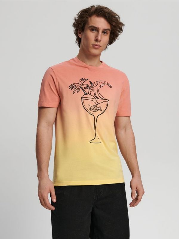 Sinsay Sinsay - Тениска с принт - сьомга