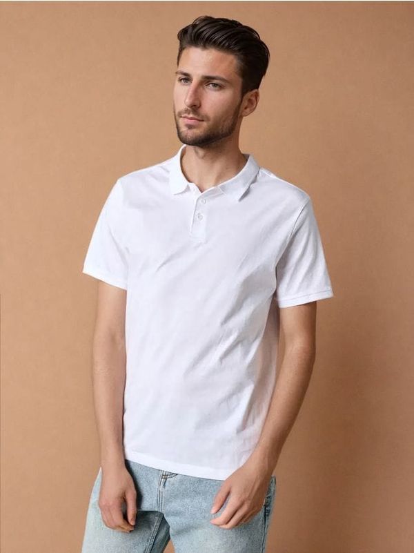 Sinsay Sinsay - Тениска с яка - бял