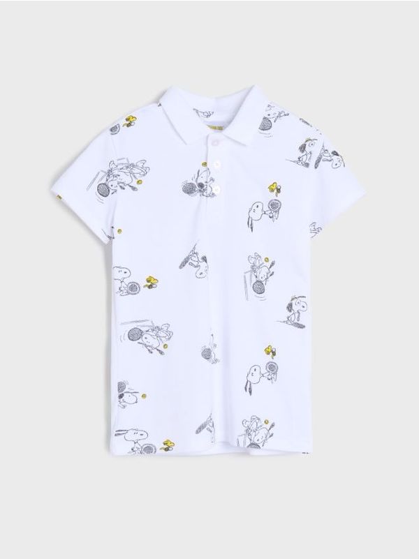 Sinsay Sinsay - Тениска с яка Peanuts - бял