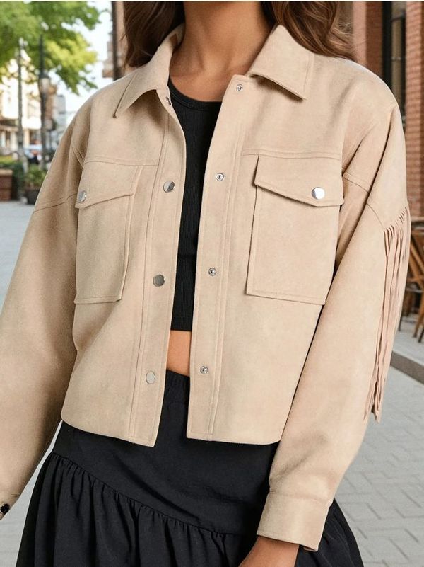 Sinsay Sinsay - Яке с ресни - телесен цвят