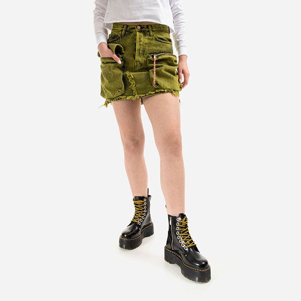 Aries Aries Acid Washed Cargo Skirt AR32304 LIME
