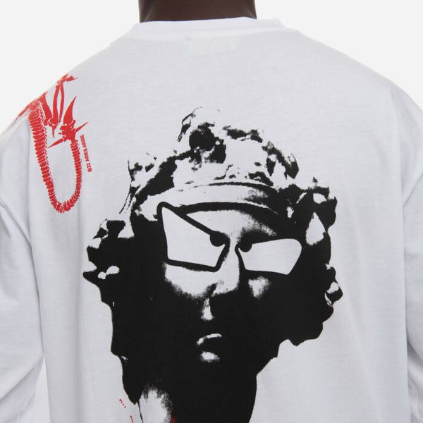 Aries Мъжка тениска Aries Mash Up тениска с дълъг ръкав AR60022 БЯЛА