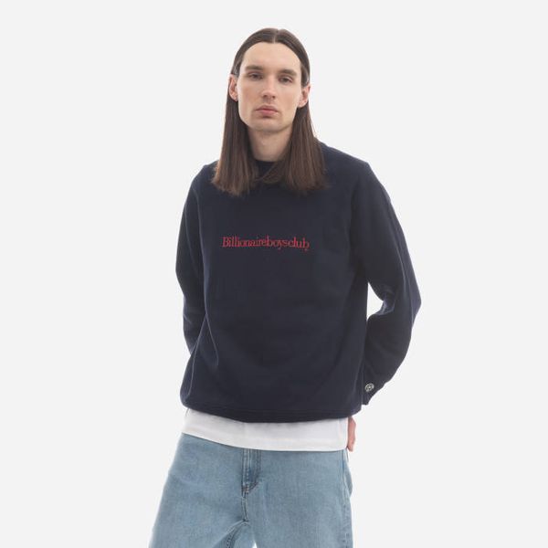 Billionaire Boys Club Billionaire Boys Club Serif Logo Crewneck B22422 NAVY