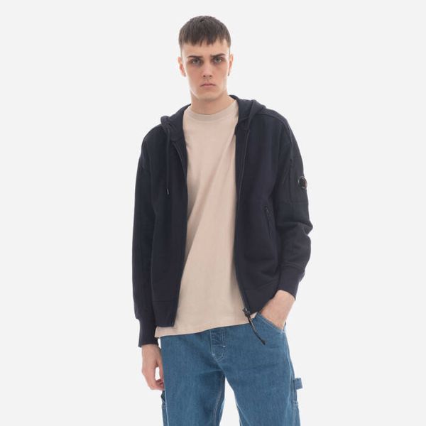 C.P. Company Мъжки суитшърт C.P. Company Диагонално повдигнат полар с качулка с цип 14CMSS070A005086W888