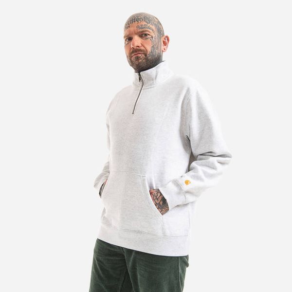 Carhartt WIP Carhartt WIP Chase Neck Zip Sweat I027038 ASH HEATHER/GOLD