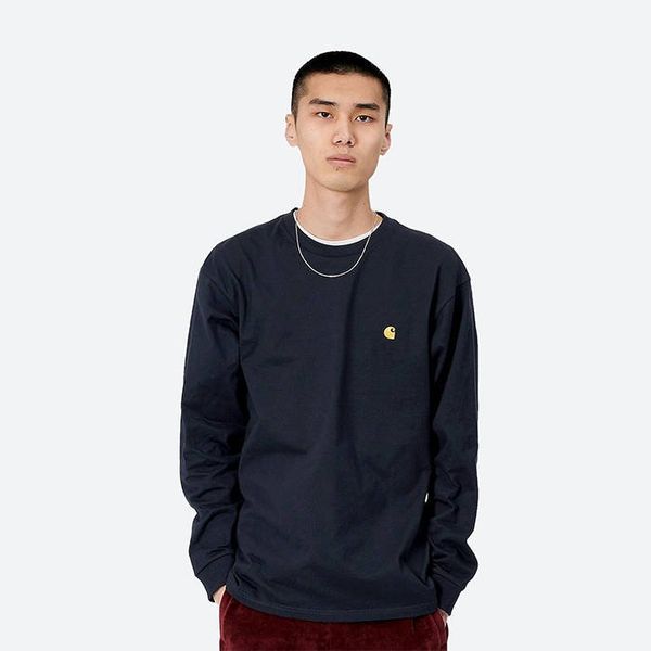 Carhartt WIP Carhartt WIP Longsleeve Chase T-Shirt I026392 DARK NAVY/GOLD