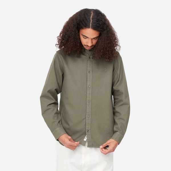 Carhartt WIP Мъжка риза Carhartt WIP Болтън риза с дълъг ръкав I030238 SALVIA