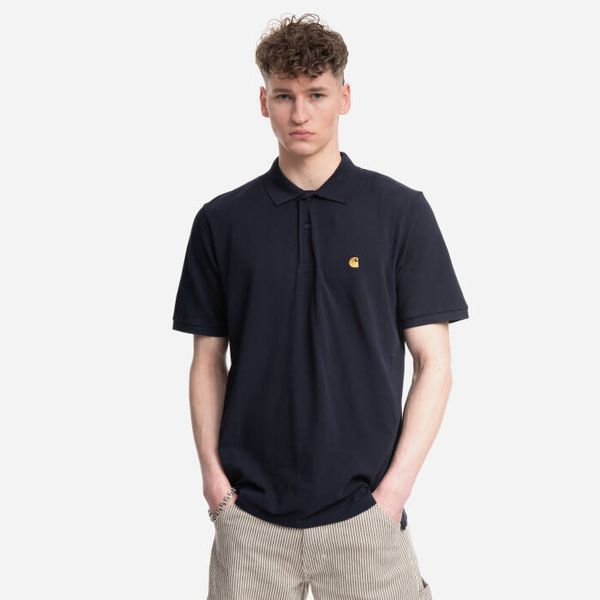 Carhartt WIP Мъжка тениска Carhartt WIP S/S Chase Pique Polo I023807 DARK NAVY/GOLD