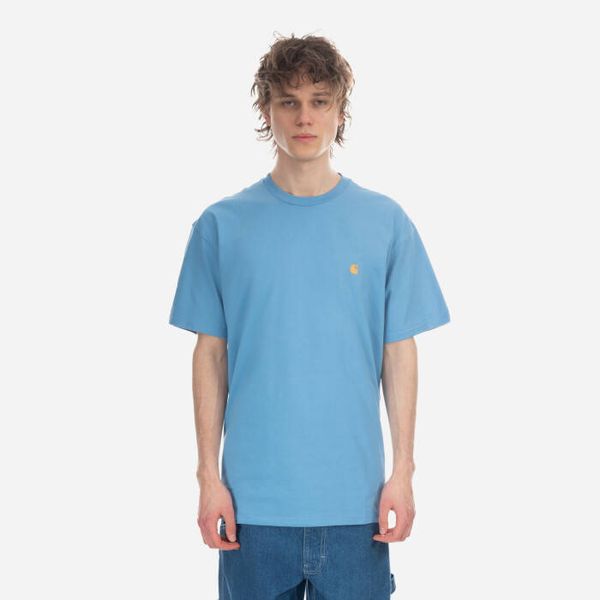 Carhartt WIP Мъжка тениска Carhartt WIP S/S Chase T-Shirt I026391 PISCINE/GOLD