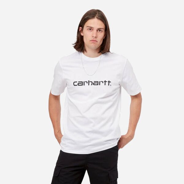 Carhartt WIP Мъжка тениска Carhartt WIP S/S Script T-Shirt I031047 БЯЛО/ЧЕРНО