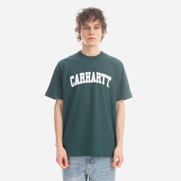 Carhartt WIP Мъжка тениска Carhartt WIP S/S University T-Shirt I028990 BOTANIC/WHITE