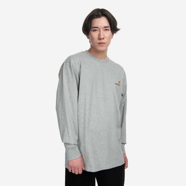 Carhartt WIP Мъжка тениска Carhartt WIP Тениска с дълъг ръкав American Script I029955 GREY HEATHER