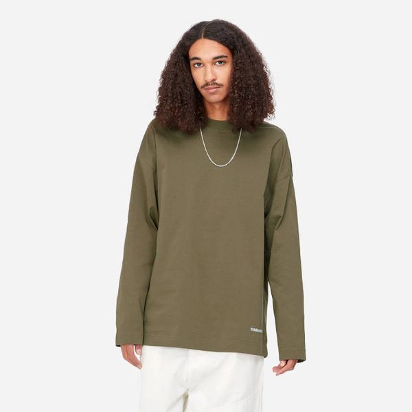 Carhartt WIP Мъжка тениска Carhartt WIP Тениска с дълъг ръкав Link Script I031372 NETTLE/WHITE