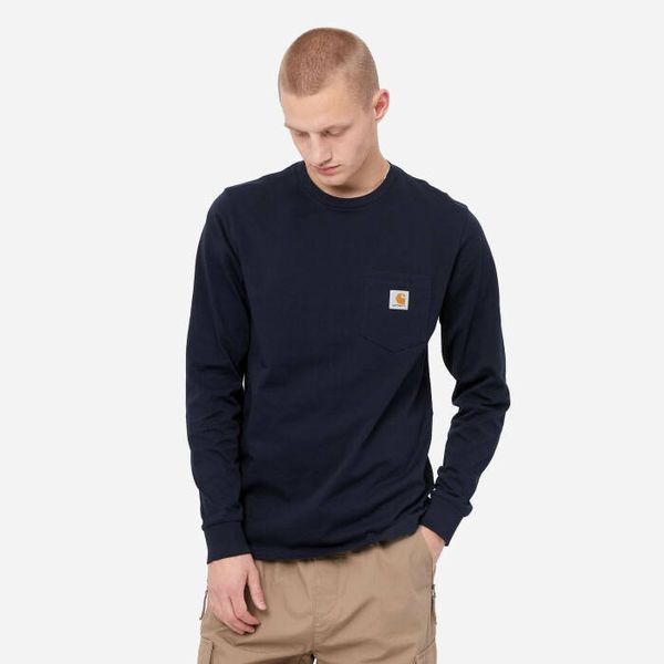 Carhartt WIP Мъжка тениска Carhartt WIP Тениска с джоб с дълъг ръкав I030437 DARK NAVY