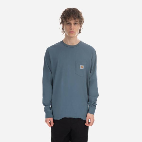 Carhartt WIP Мъжка тениска Carhartt WIP Тениска с джоб с дълъг ръкав I030437 STORM BLUE