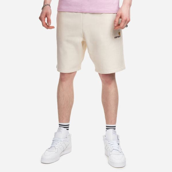 Carhartt WIP Мъжки къси панталони Carhartt WIP American Script Sweat Short I031685 NATURAL