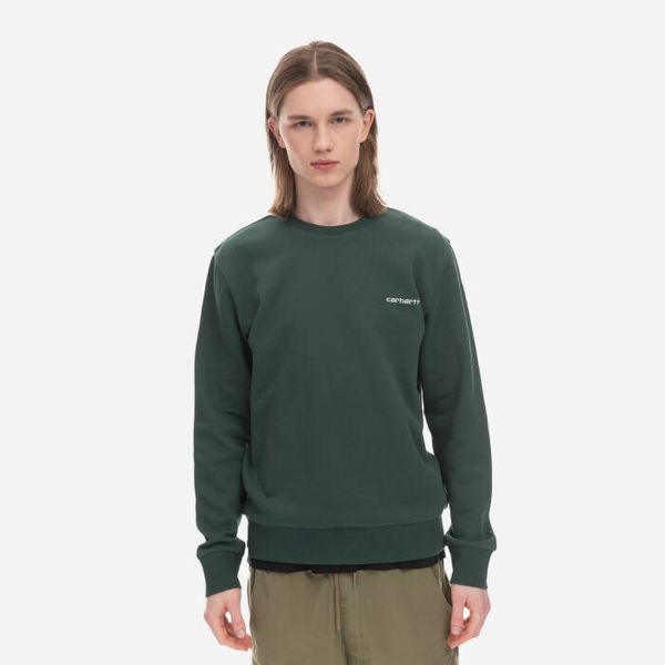 Carhartt WIP Мъжки суичър Carhartt WIP Script Embroidery Sweet I031242 TREEHOUSE/WHITE