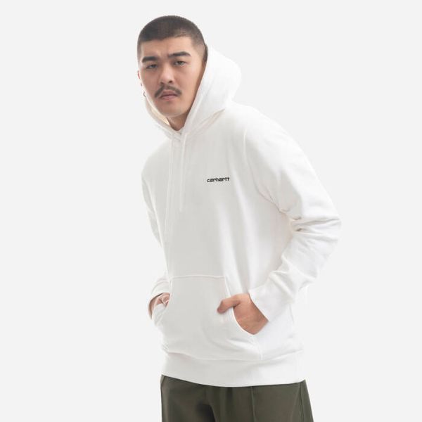 Carhartt WIP Мъжки суичър Carhartt WIP Суичър с качулка и бродерия на надпис I031243 БЯЛ/ЧЕРЕН